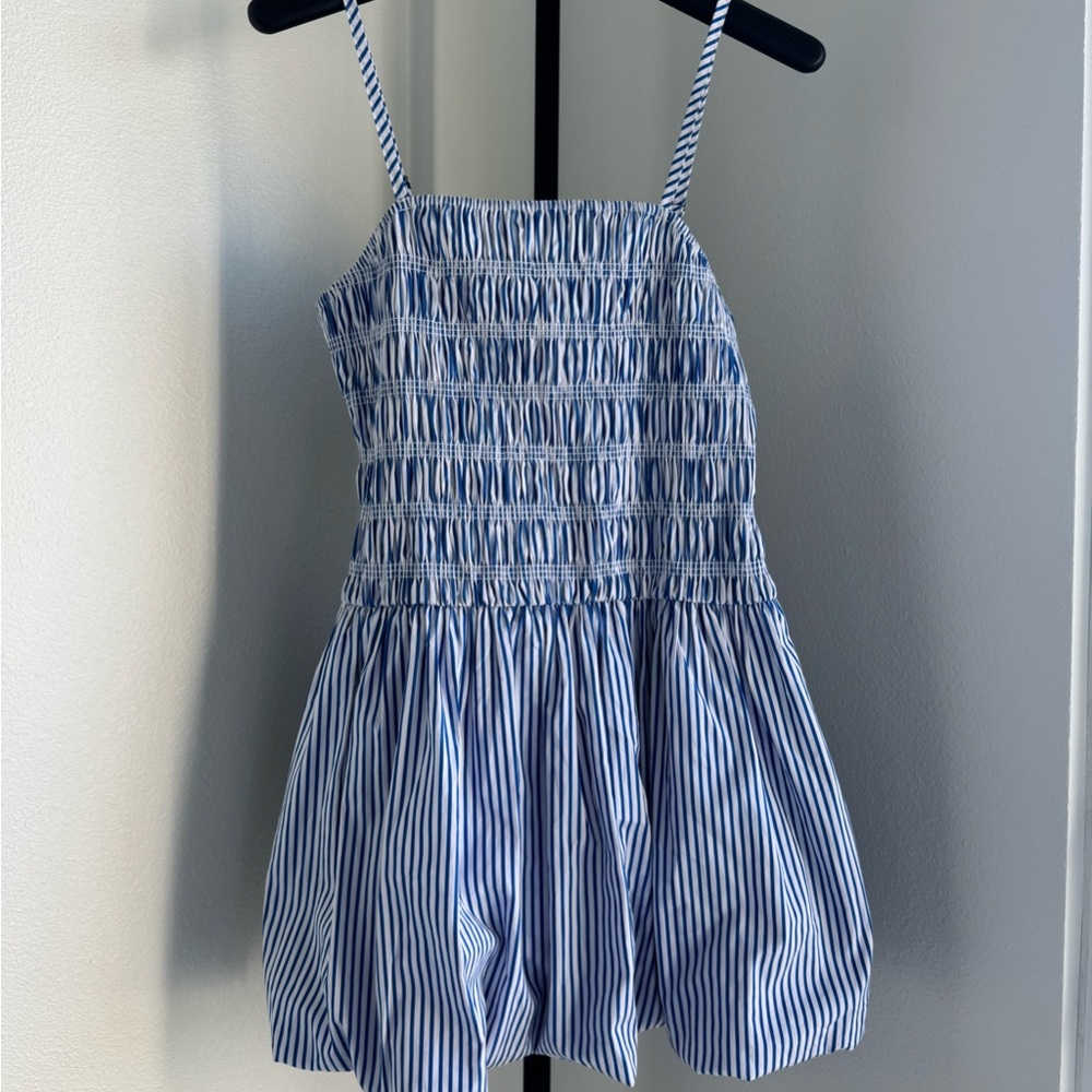 Blue and White Striped Dress